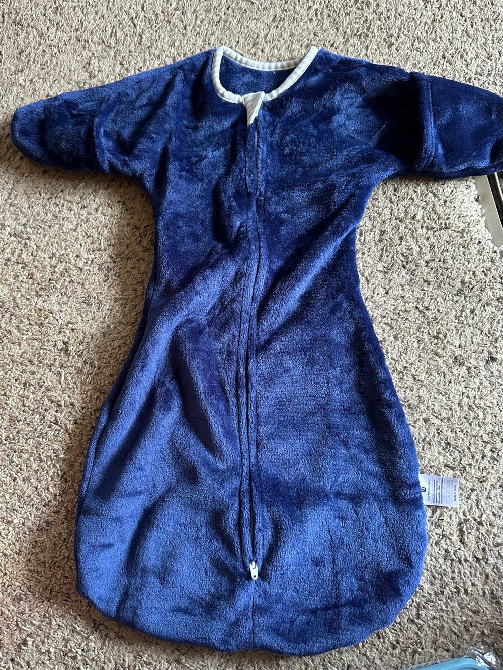 Plush Navy Blue Infant Sleep Sack One-Piece